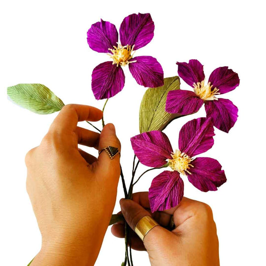 Paper Clematis Making - DIY Paper Flower Kit by Wild Hive Paper Flower
