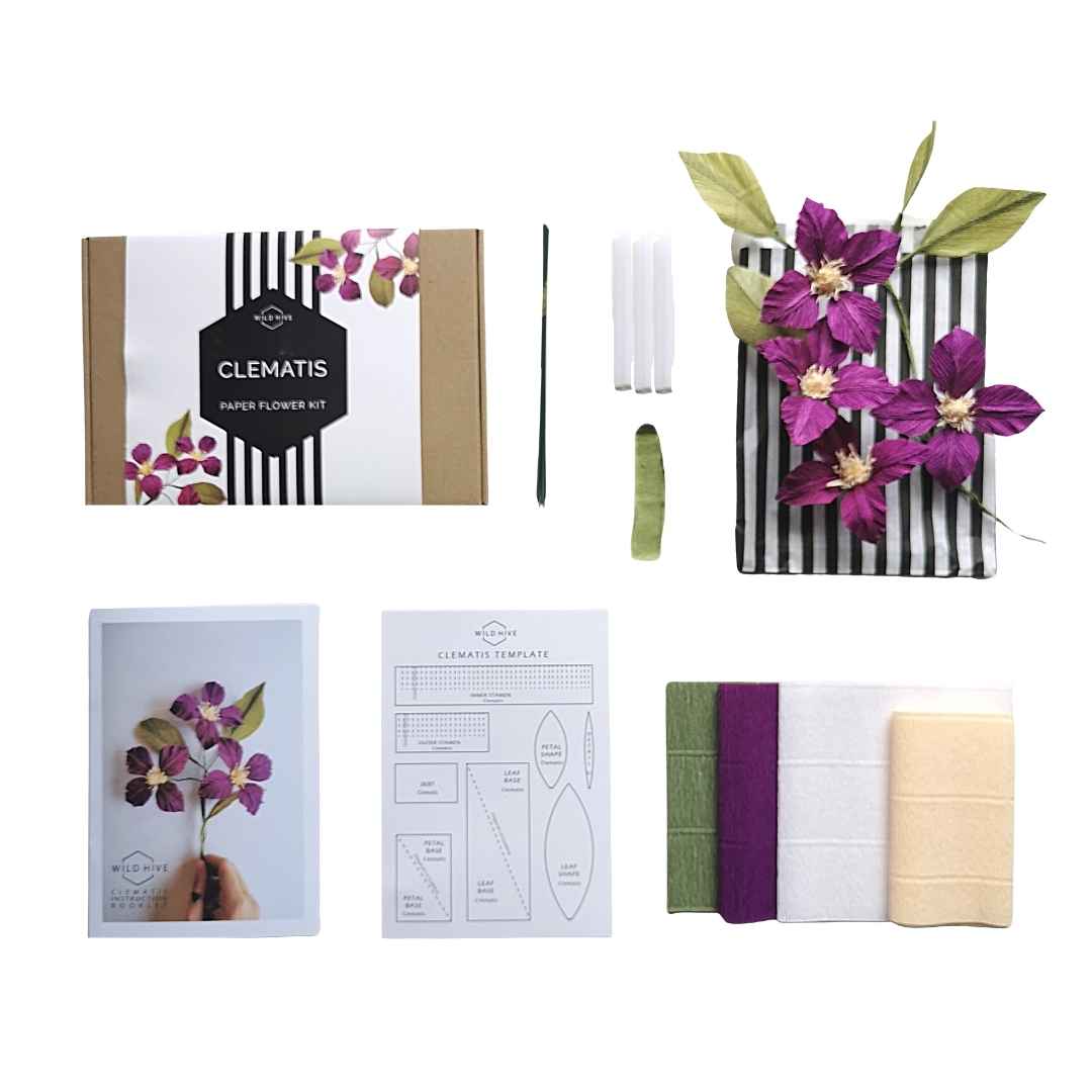 Paper Clematis Making - DIY Paper Flower Kit by Wild Hive Paper Flowers