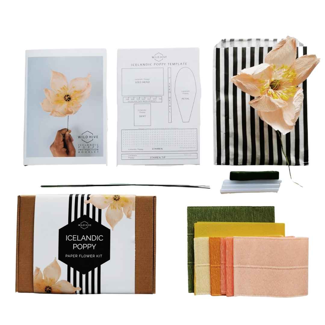 Paper Icelandic Poppy Making - DIY Paper Flower Kit by Wild Hive Paper Flowers